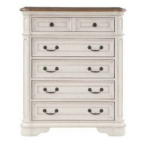 Florian Brown and Antique White 5 Drawer Chest