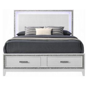 Haiden White King Storage Panel Bed with LED