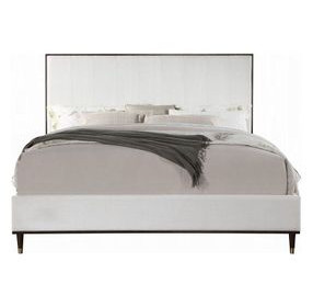 Carena White and Brown King Upholstered Panel Bed