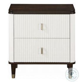 Carena White and Walnut 2 Drawer Nightstand with USB Charging
