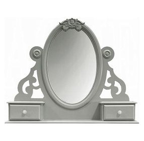 Flora Gray Oval Dresser Mirror with Jewelry Storage