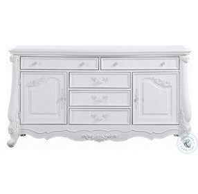 Latisha White 5 Drawer Dresser with Door