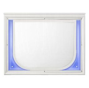 Tarian Pearl White Rectangular Dresser Mirror with LED