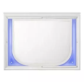 Tarian Pearl White Rectangular Dresser Mirror with LED