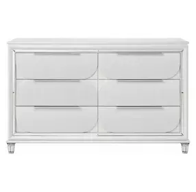 Tarian Pearl White 6 Drawer Dresser