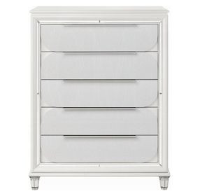 Tarian Pearl White 5 Drawer Chest