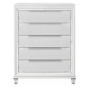 Tarian Pearl White 5 Drawer Chest