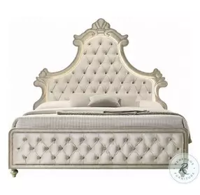 Lucienne Beige Velvet Eastern King Upholstered Bed with LED Lighting