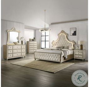 Lucienne Beige Velvet Upholstered Bedroom Set