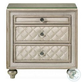 Lucienne Beige Velvet 3 Drawer Nightstand