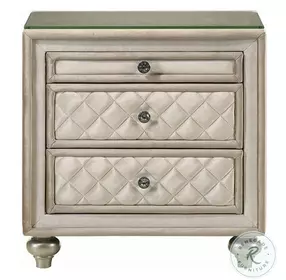 Lucienne Beige Velvet 3 Drawer Nightstand