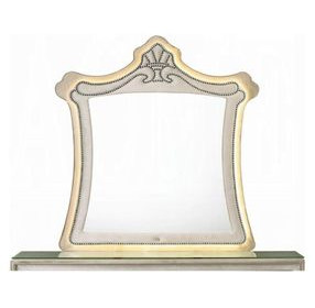Lucienne Beige Upholstered Free Form Dresser Mirror with LED and Nailhead Trim