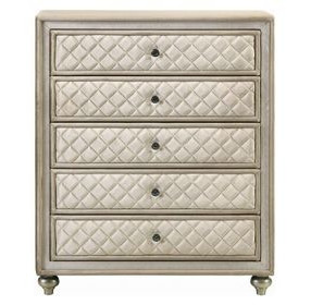 Lucienne Beige Upholstered 5 Drawer Chest