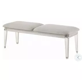 Laveda Light Gray Boucle and Pearl White 54" Upholstered Bench