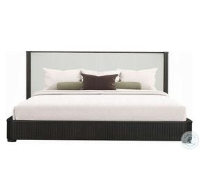 Clayten Fabric and Espresso Eastern King Upholstered Bed