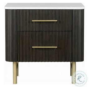 Clayten Marble Top and Espresso 2 Drawer Nightstand