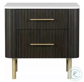 Clayten Marble Top and Espresso 2 Drawer Nightstand