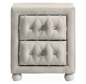 Reggie Beige Upholstered 2 Drawer Nightstand