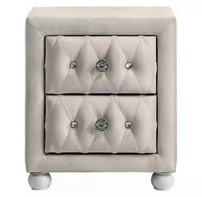 Reggie Beige Upholstered 2 Drawer Nightstand