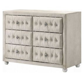 Reggie Beige Upholstered 6 Drawer Dresser