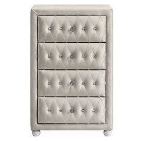 Reggie Beige Upholstered 4 Drawer Chest