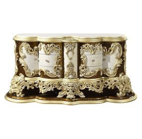 Desiderius Antique Gold and Hand Paint Brown 6 Drawer Dresser