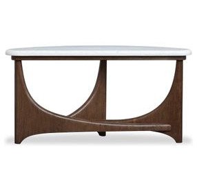 Elowen Vale Turkish Coffee and White Demilune Marble Top Sofa Table