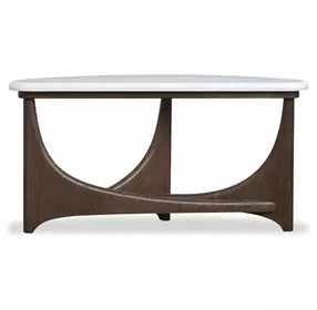 Elowen Vale Turkish Coffee and White Demilune Marble Top Sofa Table