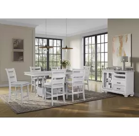 Clover Ridge Whitewash Counter Height Set