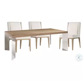 Modulum Polished Stainless Steel And Sahara Extendable Dining Room Set