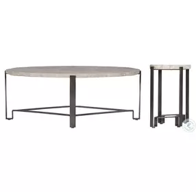 Sayers White Travertine And Bronze Occasional Table Set