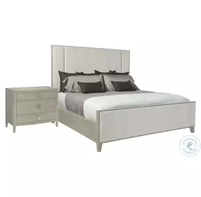 Linea Cerused Greige Upholstered Panel Bedroom Set