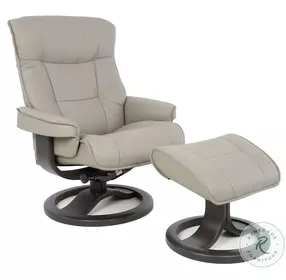 Bergen Fog Leather Large Recliner with Ottoman