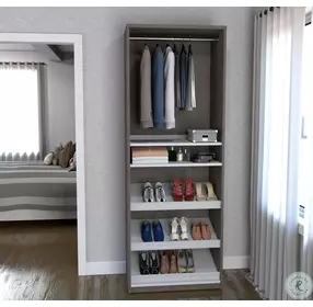 Cielo By Bark Gray and White 295" ShoeCloset Storage Unit