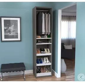 Cielo By Bark Gray and White 195" Shoe Closet Storage Unit