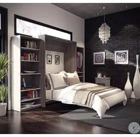 Cielo By Classic Bark Gray and White 124" Queen Wall Bed Kit