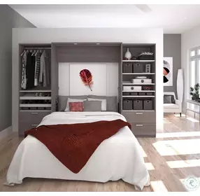 Cielo By Premium Bark Gray and White 118" Full Wall Bed Kit