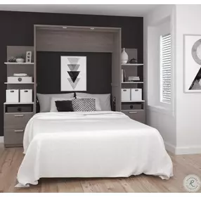 Cielo By Elite Bark Gray and White 98" Full Wall Bed Kit