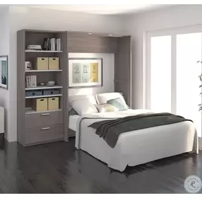 Cielo By Premium Bark Gray and White 89" Full Wall Bed Kit