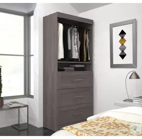 Pur By Bark Gray 36" Storage Unit with 3 Drawer Set