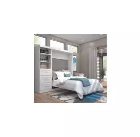 Pur White 84" Full Murphy Bed and Shelving Unit with Drawers