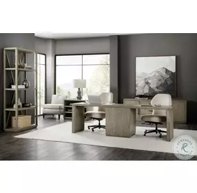 Linville Falls Soft Smoked Gray 96" Home Office Set with One Centered File Cabinet