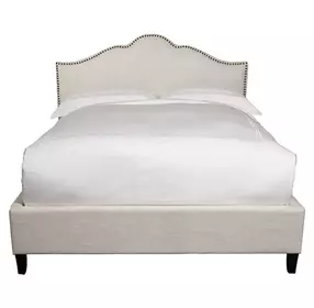 Jamie Flour Natural Performance Fabric Queen Upholstered Panel Bed