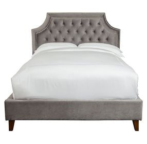 Jasmine Flannel Gray Queen Upholstered Panel Bed