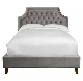 Jasmine Flannel Gray King Upholstered Panel Bed