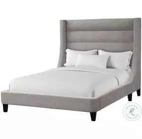 Maxwell Luxe Light Grey Performance Fabric King Upholstered Panel Bed