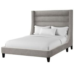 Jacob Luxe Light Grey Performance Fabric King Upholstered Panel Bed