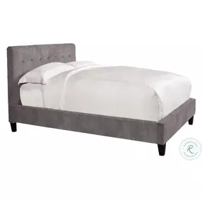 Riley Cornflower Gray Performance Fabric California King Upholstered Panel Bed