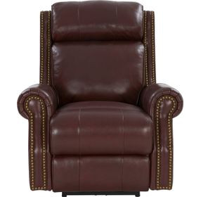 Blair Marisol Cabernet Leather Power Recliner with Nailhead Trim and USB Charging