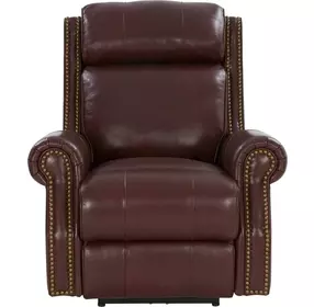 Blair Marisol Cabernet Leather Power Recliner with Nailhead Trim and USB Charging